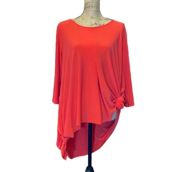 Chalet et cici Asymmetrical Lagenlook Tunic Top Red Large - Picture 8 of 8